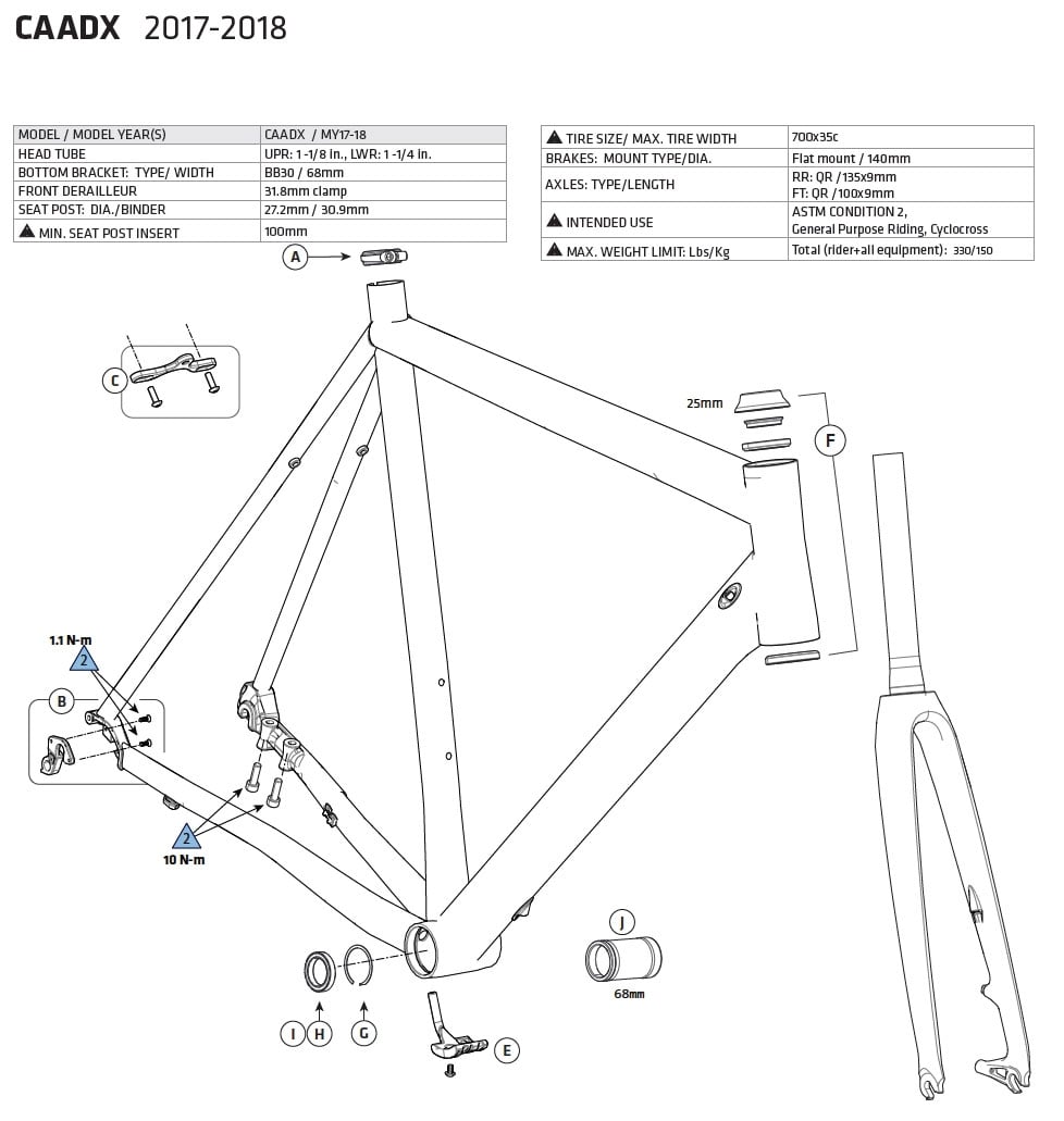 cannondale caadx frame size guide