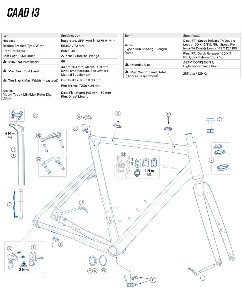 cannondale caadx size guide